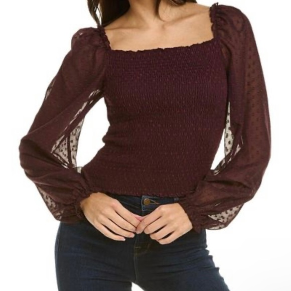 Laundry By Shelli Segal Tops - NWT XS Laundry by Macy’s Steven Segal Smocked Blouse (WineTasting color)